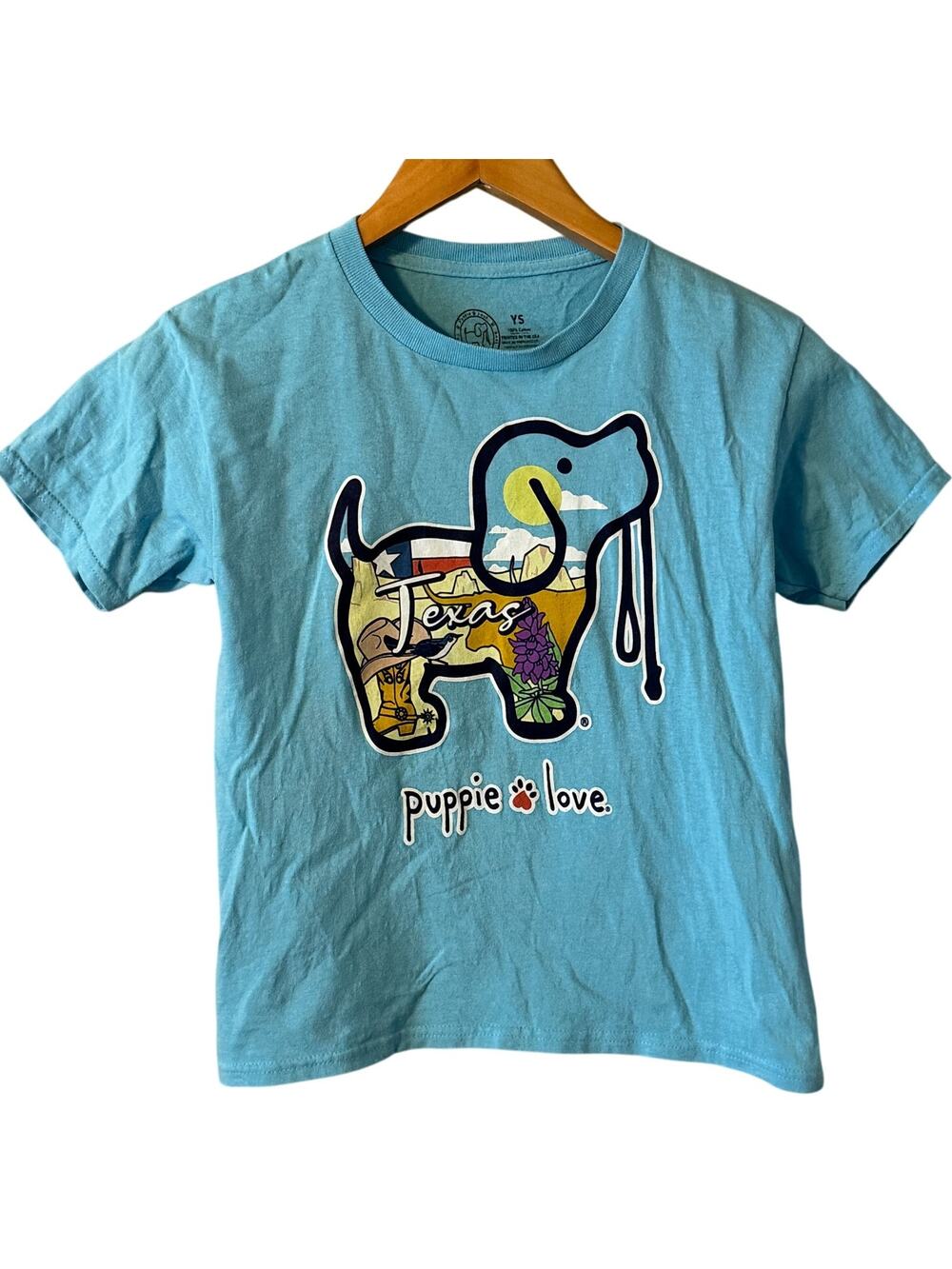 Puppy Love Texas Blue Tshirt Girls size Youth Small